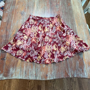 Jonathan Martin Vintage A-Line Short Skirt Size 7 Burgundy Floral Grandmacore
